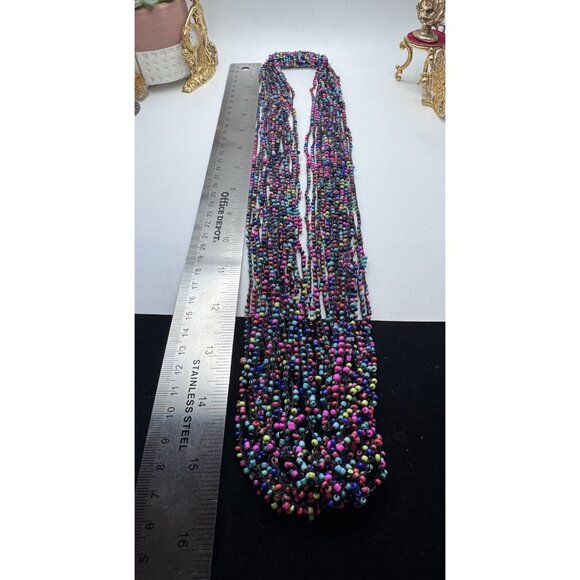 Artisanal Womens Multistrand Multicolor Long Necklace Beads Handmade - Picture 4 of 8